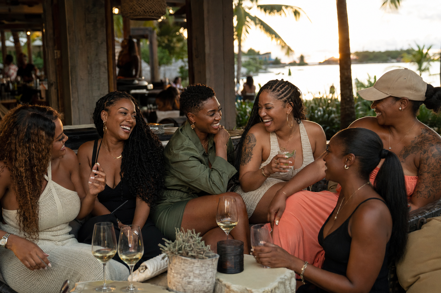 Friends enjoying a Vybe group trip